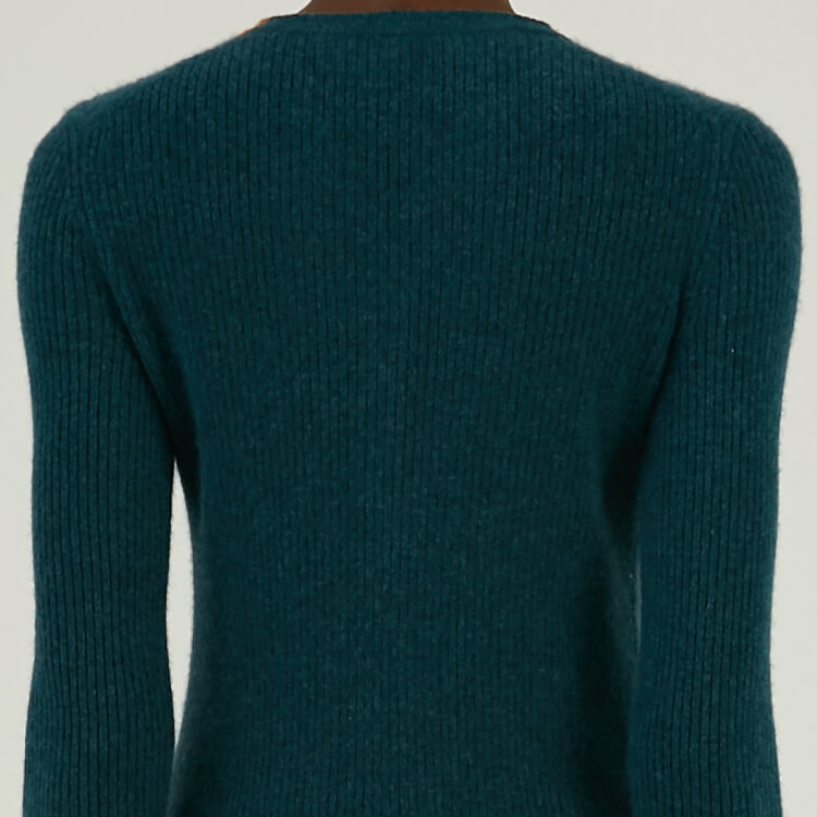Custom 100% Cashmere Collar Colorblock Design Rib Button Up Pullover Sweater