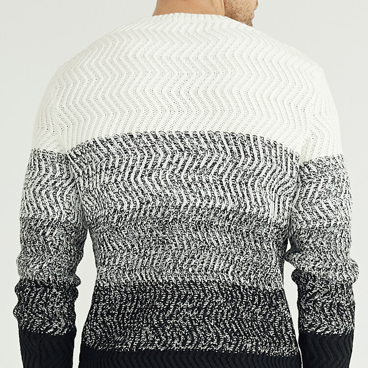 Custom Mens crew neck long sleeves allover racking progressive change color block pullover